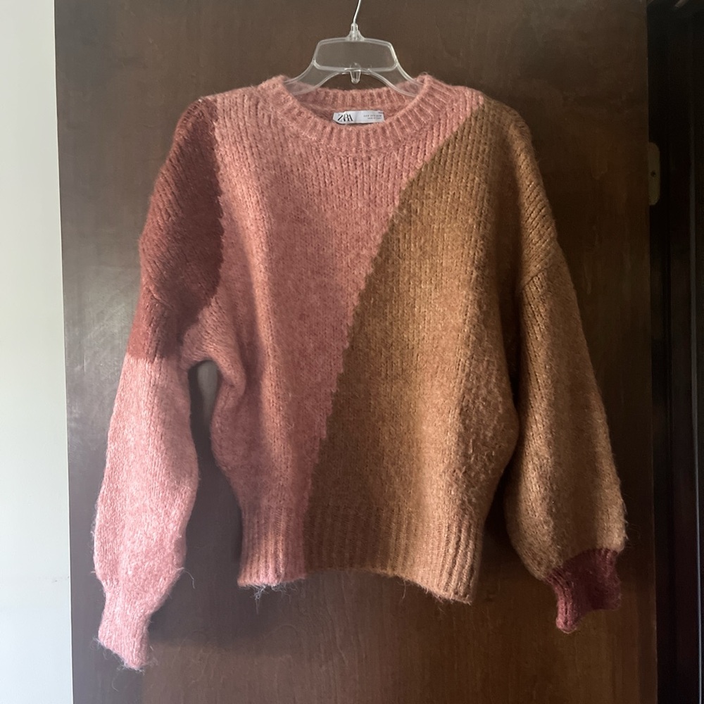 Zara Pink and Brown Women's Sweater